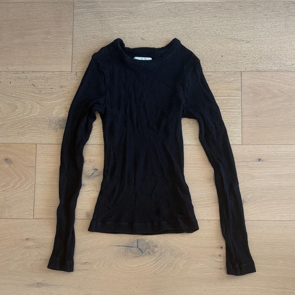 Citizens Of Humanity Black Ribbed Long Sleeve Top